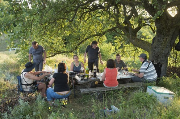 Picknicken in de natuur.