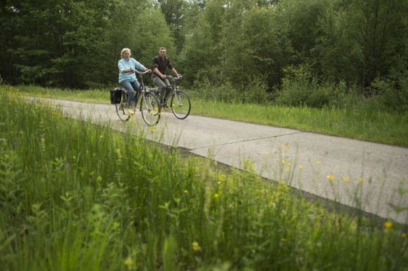Fietsen in het bos.