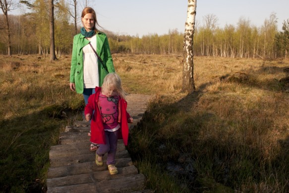 Wandelen op knuppelpad.