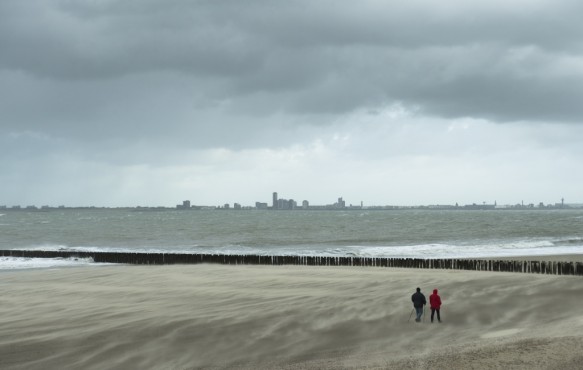 Storm aan de kust.